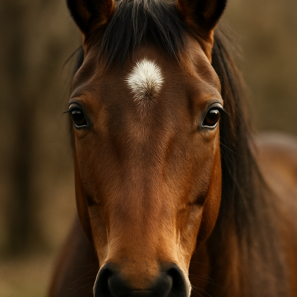 A close-up of a horse's face, highlighting its expressive eyes and features. Create a photorealistic, professional, natural-looking image with believable lighting and detail.