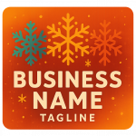 A vibrant winter-themed business logo design featuring snowflakes and warm colors, ideal for attracting holiday customers.