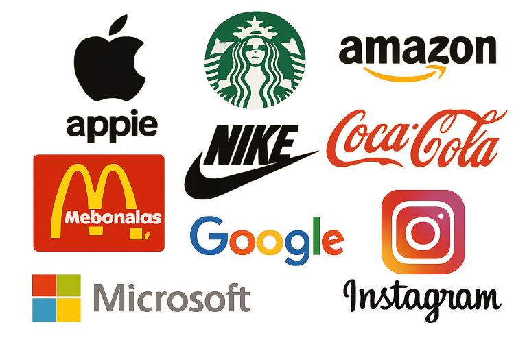 A collage of successful business logos with their names prominently displayed, showcasing creative branding.